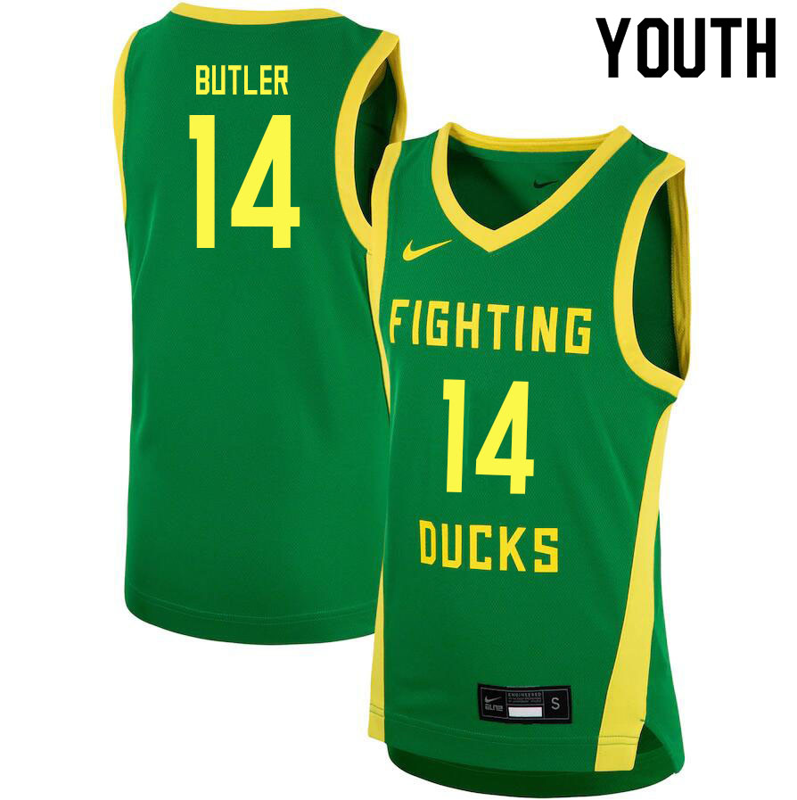 Youth # #14 Ethan Butler Oregon Ducks College Basketball Jerseys Sale-Green